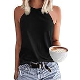 Malliosse Womens Summer Sleeveless High Neck Halter Tank Tops Basic Casual Cami Shirts Tees