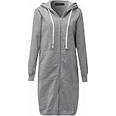 Sexyshine Women's Casual Loose Zip up Long Hoodies Sweatshirt Outerwear Jacket Tunic Coat with Pockets