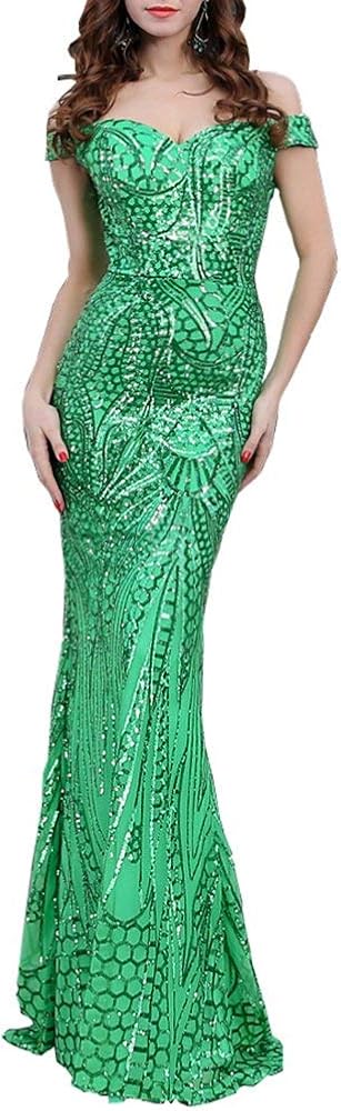 Lin Lin Q Women Bra Sequin Maxi Evening Party Dress