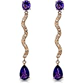 14k Rose Gold Earrings with Diamonds and Amethysts