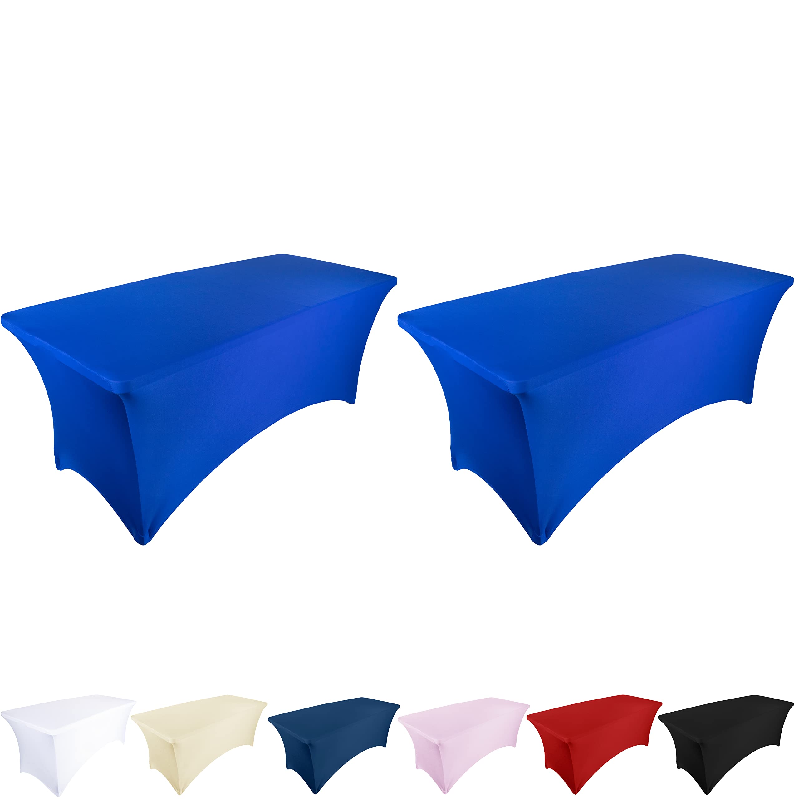 Ocves Stretch Tablecloth 6FT Spandex Table Covers 2 Pack Polyester Fitted Rectangular Stretchable Table Cover Wedding Party Cocktail Craft Exhibitions Washable Table Cover Blue 6ft (2pcs)