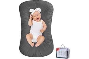 Vicorise Baby Lounger 100% Cotton,Infant Lounger Baby Nest Baby Bed,Baby Nest Lounger Baby Lounger Pillow for Newborn 0-24 Months,Newborn Babies Essentials Gifts,Gray