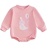 SHUING Baby Girl First Birthday Clothes One Silly Goose Long Sleeve Bubble Romper Infant Bodysuit Jumpsuit Cake Smash Outfit