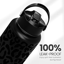 SANDJEST Leopard Water Bottle 32oz Stainless Steel