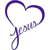 Jesus Heart Decal Vinyl Sticker Auto Car Truck Wall Laptop | Purple | 4" x 5.5"