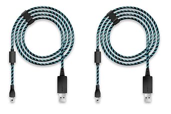 Lioncast Ladekabel/USB-Kabel/Controllerkabel für Controller der PS4 und Xbox One, 4m schwarz/blau Micro-USB/Unverzichtbares P
