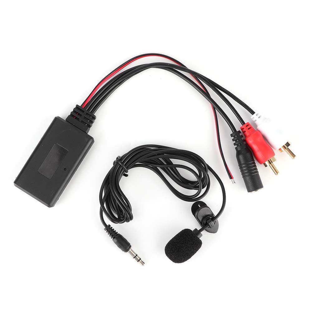 Uxsiya Bluetooth AUX Module 2 Cable Adapter with HandsFree Microphone, Black ABS Receiver Module Stereo Radio for Auto Replacement