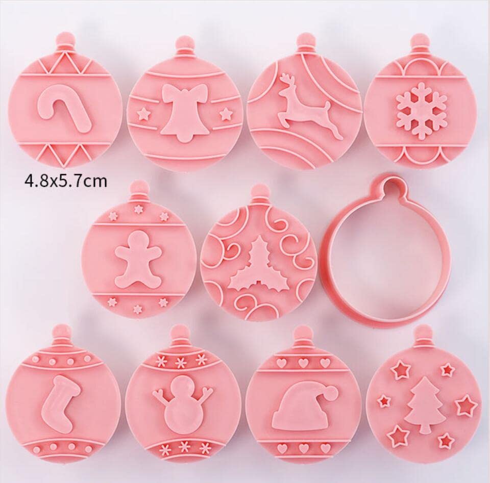 10 Pieces Cute Christmas Tree Cookie Stamps For Baking Cookie Mould