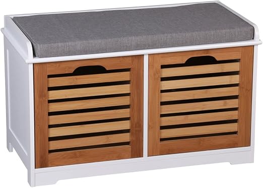 Aspect Kendal 2 Seater Wooden Storage Bench With Seat Cushion White Drawers 3 Storage Benches