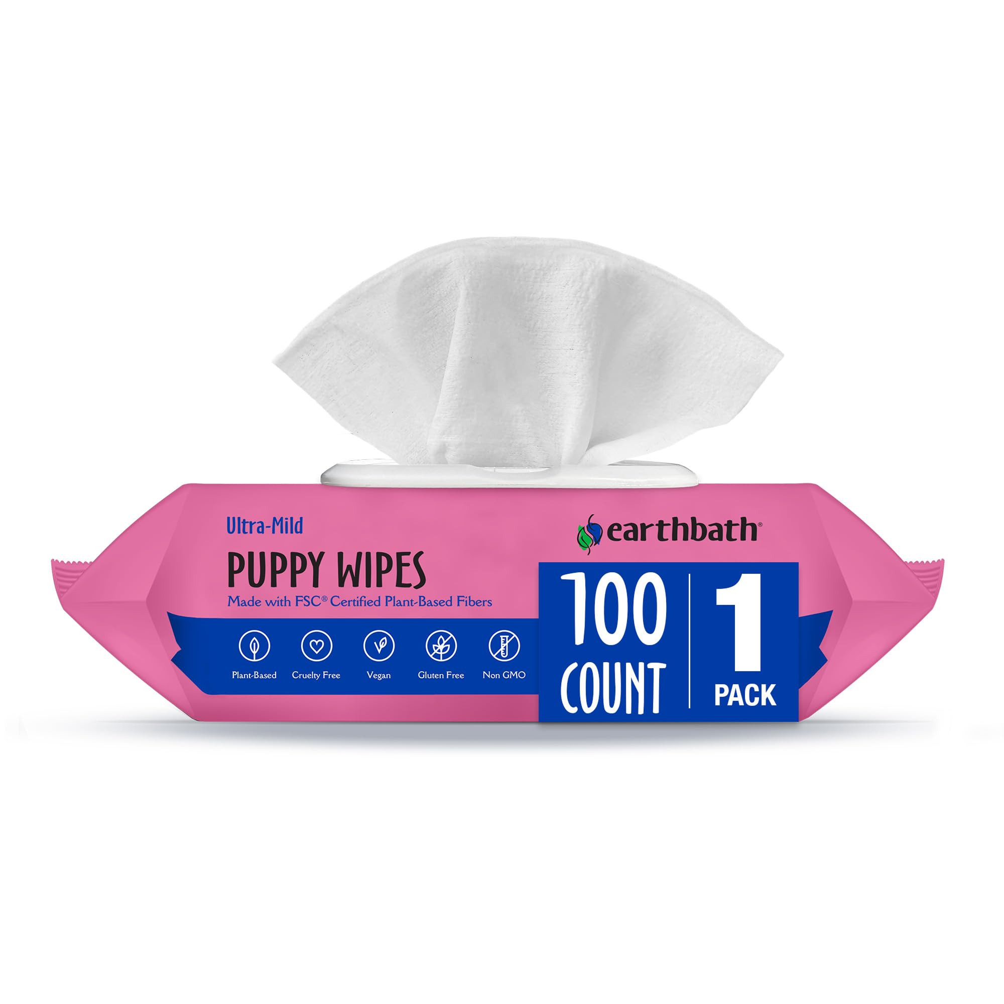 Earthbath Puppy Grooming Wipes, Pack of 100