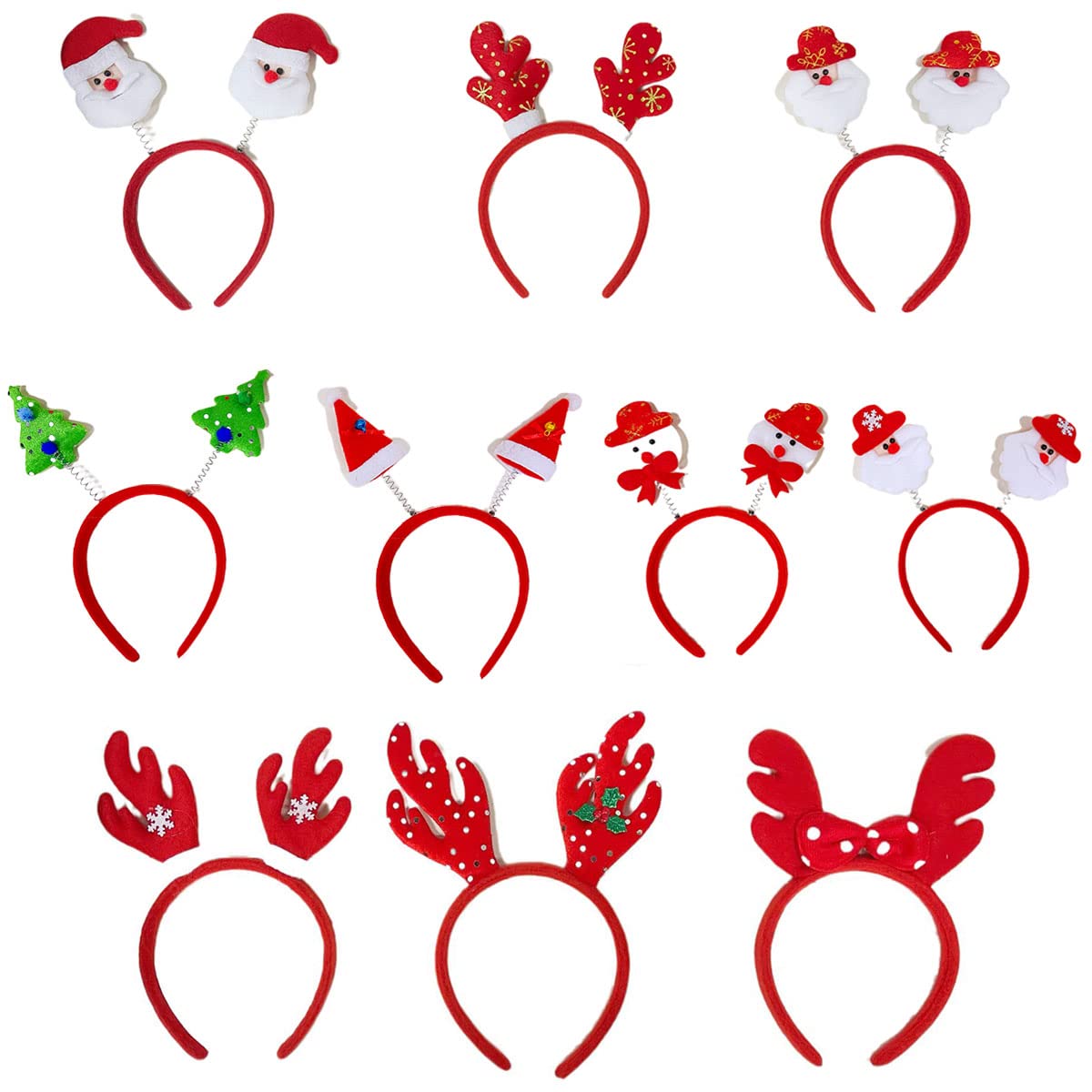 Christmas Headbands, Set of 10 Christmas Decorations Headpieces with Various Designs, Santa Claus Headband, Antlers Hair Clips, Christmas Headband, Headbands, Party Hats, Accessories Holidays