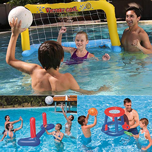 Pannow Inflatable Football Goal Net with Balls,Pool Water Game Family Fun Soccer Game Goal Post Water Toys for Adults and Kids - Thumbnail 4