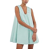 TAQCUX Babydoll Dress for Women Summer Tank Mini Dresses Sleeveless Scoop Neck Ruched Short Sundress with Pockets
