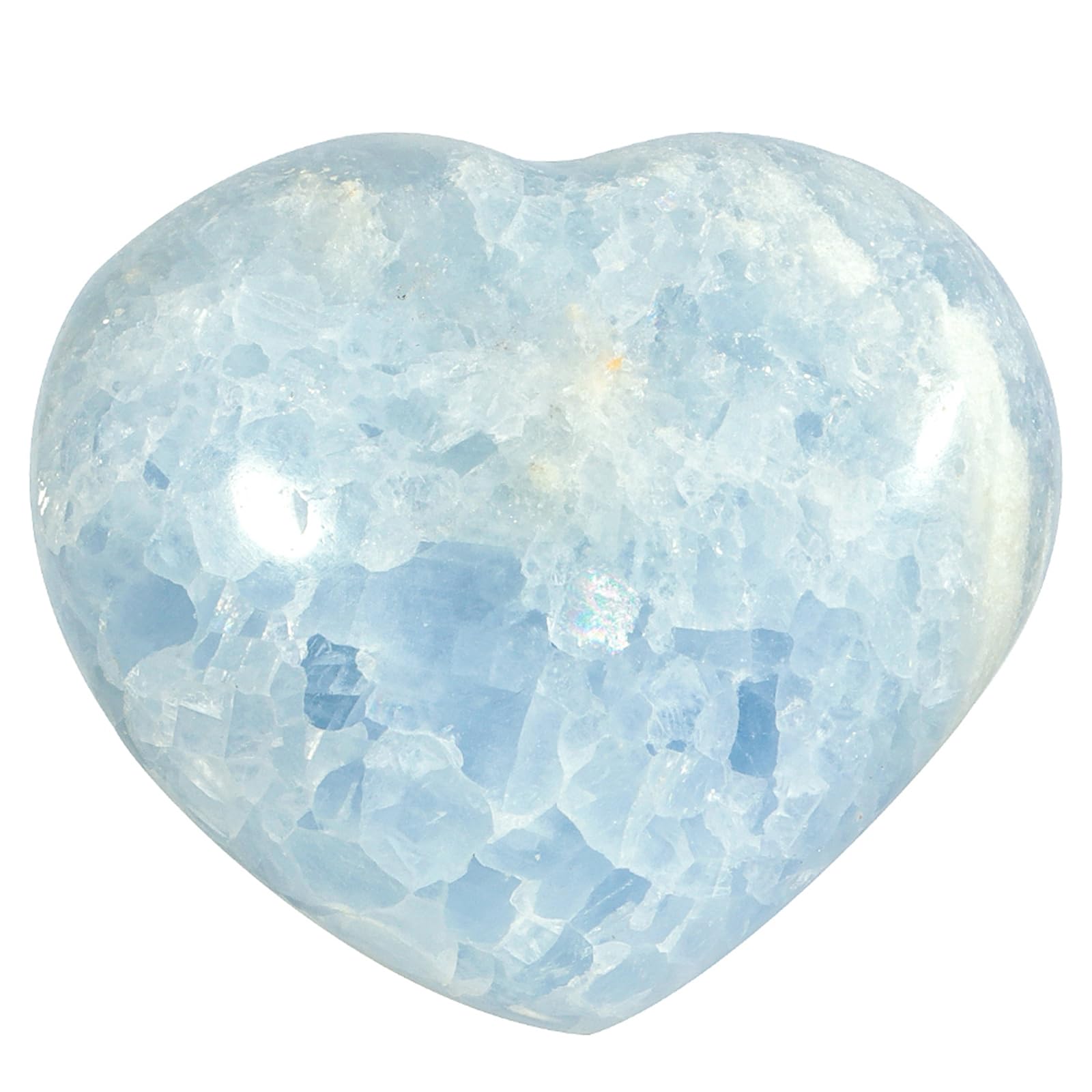 Nupuyai Natural Blue Celestite Crystal Heart Stone, Polished Worry Palm Stone Anxiety Relief, Reiki Healing Crystal Meditation Positive Energy Feng Shui Decor Home Office, 500-900g