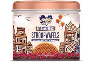 Belgian Boys Authentic Dutch Caramel Stroopwafels, Individually Wrapped Waffle Snacks, Non-GMO, Non-Artificial, No Preservatives, Vegetarian Friendly (8 Cookies per Tin)