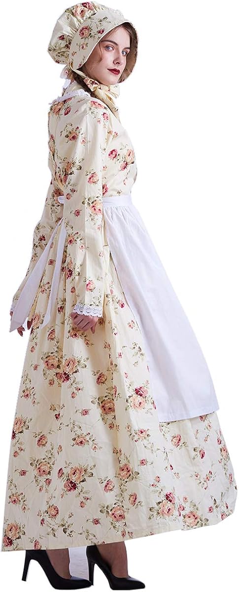 GRACEART Women's Pioneer Woman Costume Colonial Dress 100% Cotton: Clothing