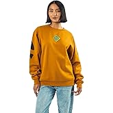 Bioworld Scooby Doo Dog Tag & Spots Women's Brown Crew Neck Long Sleeve Oversized Fleece Sweatshirt