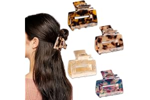 MagicSky 4PCS Hair Claw Clips, Acrylic Hair Banana Barrettes, Celluloid French Butterfly Jaw Clips, Tortoise Shell Grip Pin T
