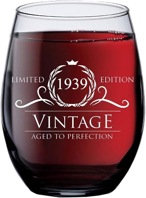 1939 80th Birthday Gifts For Women And Men Wine Glass Funny