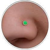 Gold Nose Stud Green Opal 14k Gold Filled - L Shape Nose Pin Jewelry 22 Gauge - Handmade Nose Jewelry for Women Men Unisex…