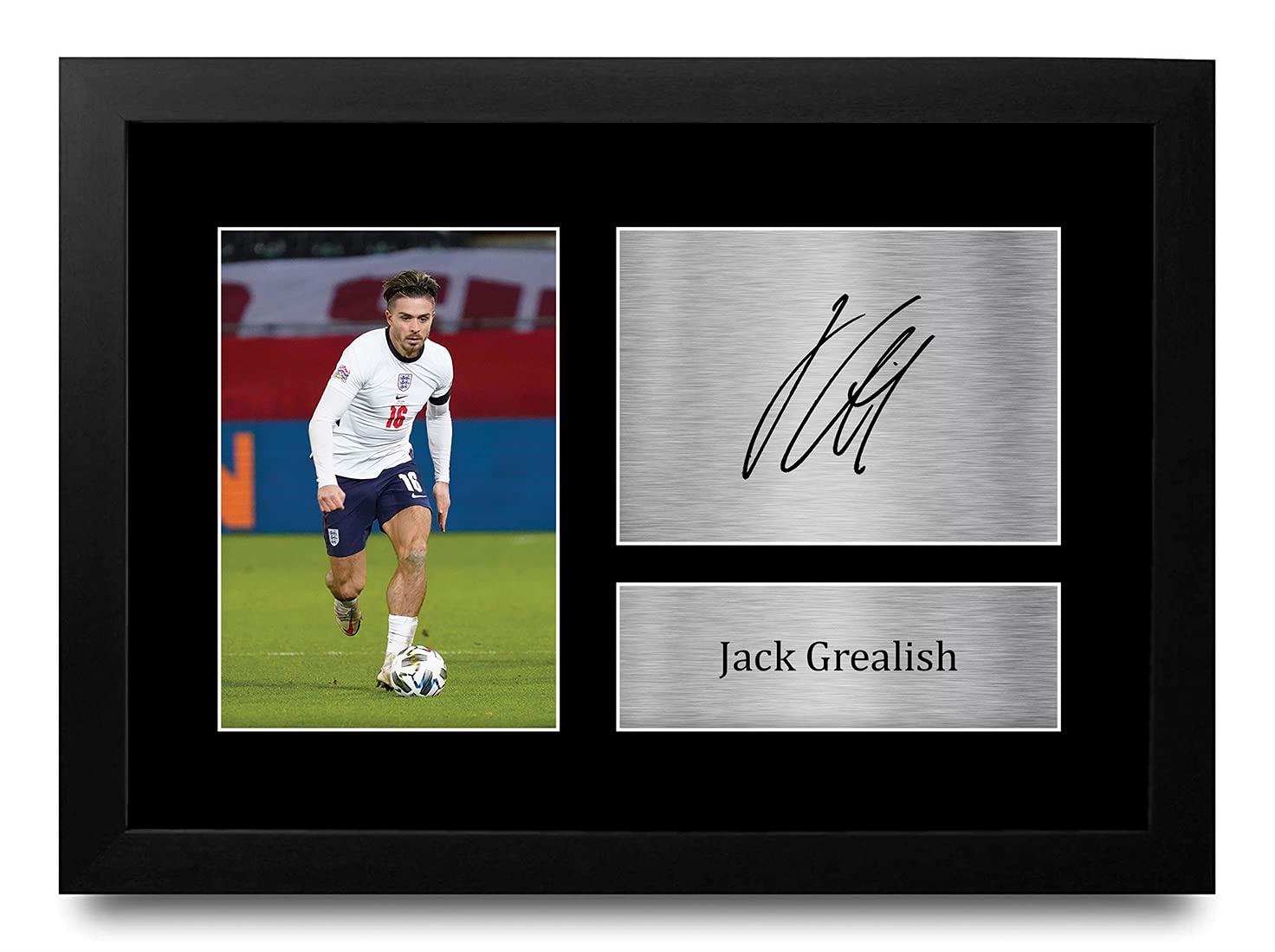 HWC Trading FR A4 Jack Grealish England Gifts Printed Signed Autograph Picture for Football Fans and Supporters - A4 Framed — image 1