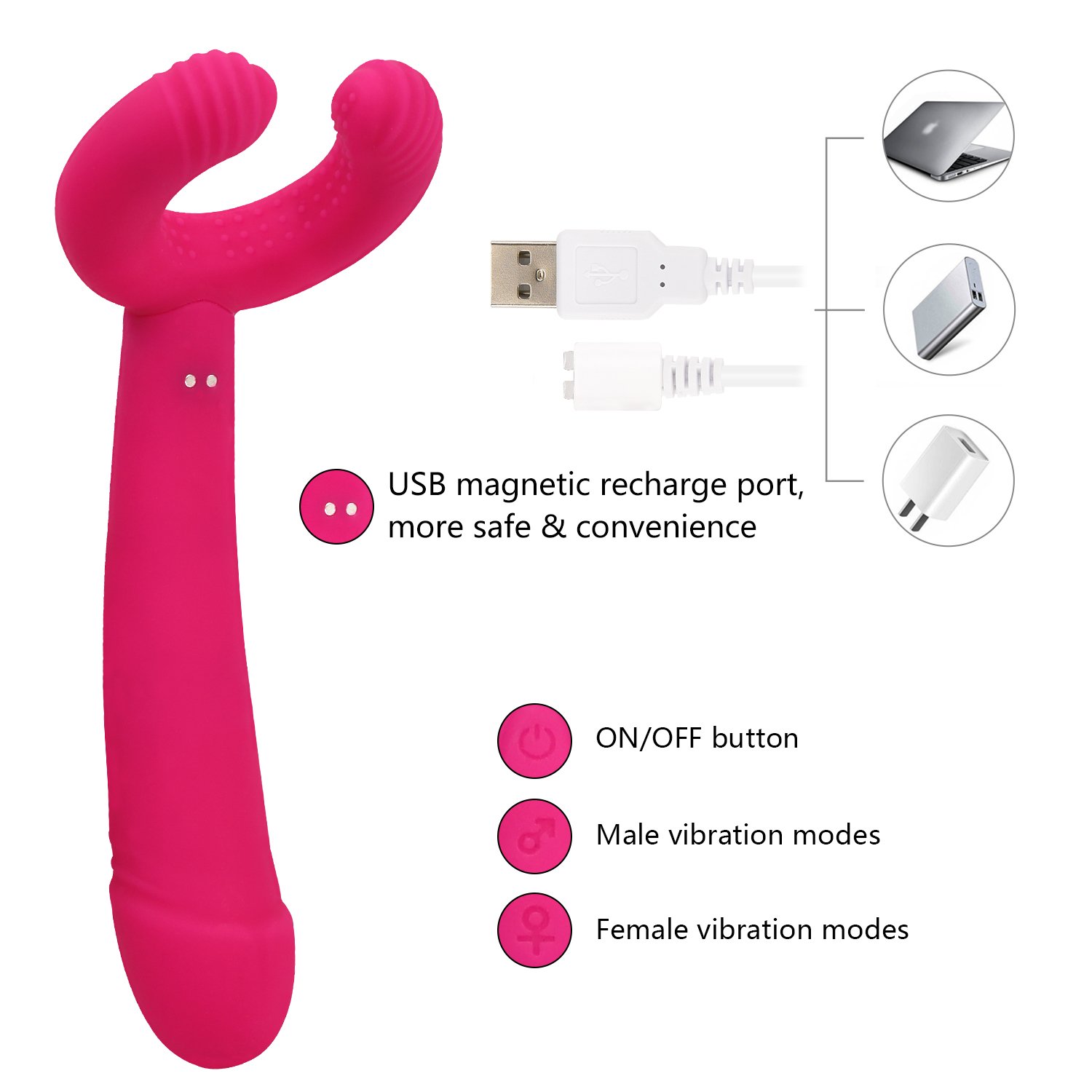Xocity Vibratoren für die Klitoris & G punkt Vibrator mit Drei starker Motor 8 Vibrationsfrequenz,Silikon Mehrfachfunktion Massagegeräte für Butt plug prostata massage,Analvibratoren Dildo Analspielzug für männer und Frauen
