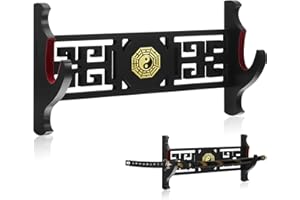 Gerrii Katana 1 Tier Sword Wall Mount Sword Holder Display Hanger Gifts for Christmas Red Velvet Padded Japanese Wakizashi Samurai Display Rack Loong Tanto Hobby Collection for Men