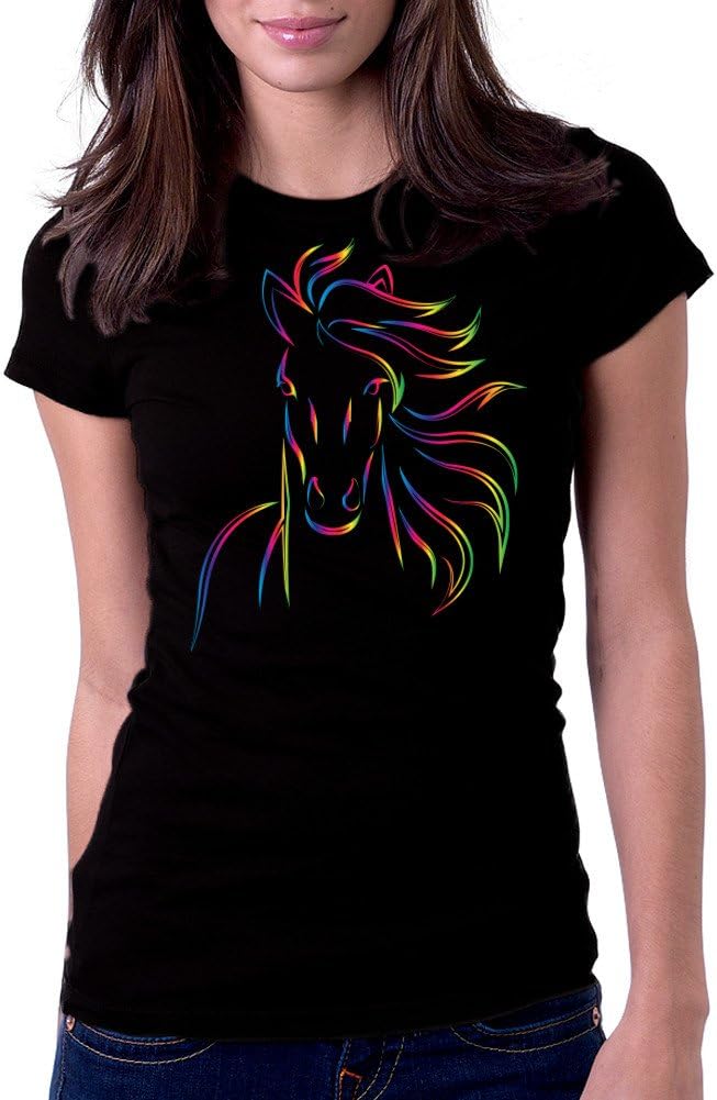 Women's Horse Bold Color Art Design Tee T-Shirt