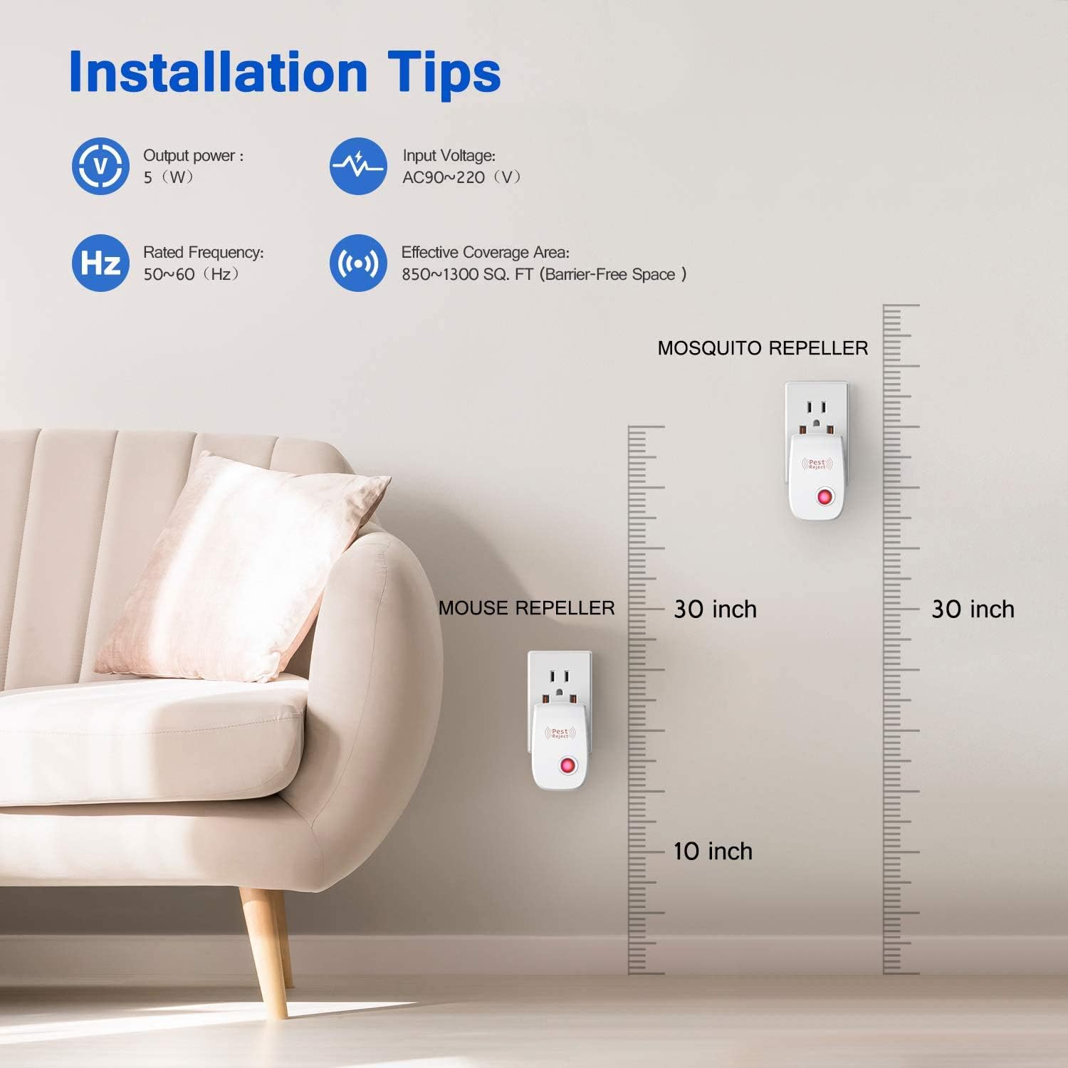 Ultrasonic Plug in Repellent Electronic Defender for Home Office Warehouse Hotel Red Color(6 Pack) : Garden & Outdoor