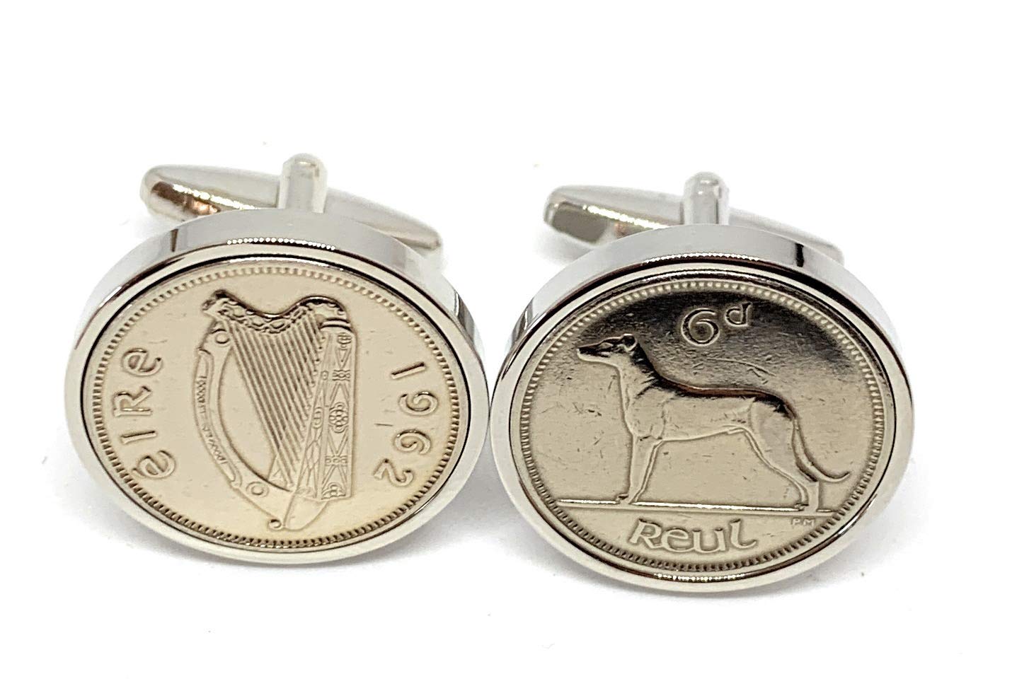 1962 Original Irish 6d Sixpence Coin Cufflinks Ideal for a 64th Birthday/Anniversary