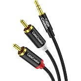 CableCreation RCA to 3.5mm Cable 6.6FT, 3.5mm to 2RCA Stereo Y Splitter | HiFi Sound, RCA to Aux Stereo Cord for Echo Dot, Smartphone, MP3, Tablet, Stereo Receiver, Car, Speaker, HDTV