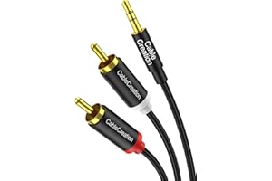 CableCreation RCA to 3.5mm Cable 6.6FT, 3.5mm Male to 2RCA Male Stereo Y Splitter HiFi Sound Audio Cord Compatible with Echo Dot, Smartphone, MP3, Tablet, Stereo Receiver, Car, Speaker, HDTV