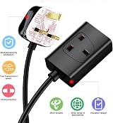 ExtraStar 1 Way UK 3 Pin Plug Extension Lead 3M Black 13A view 7