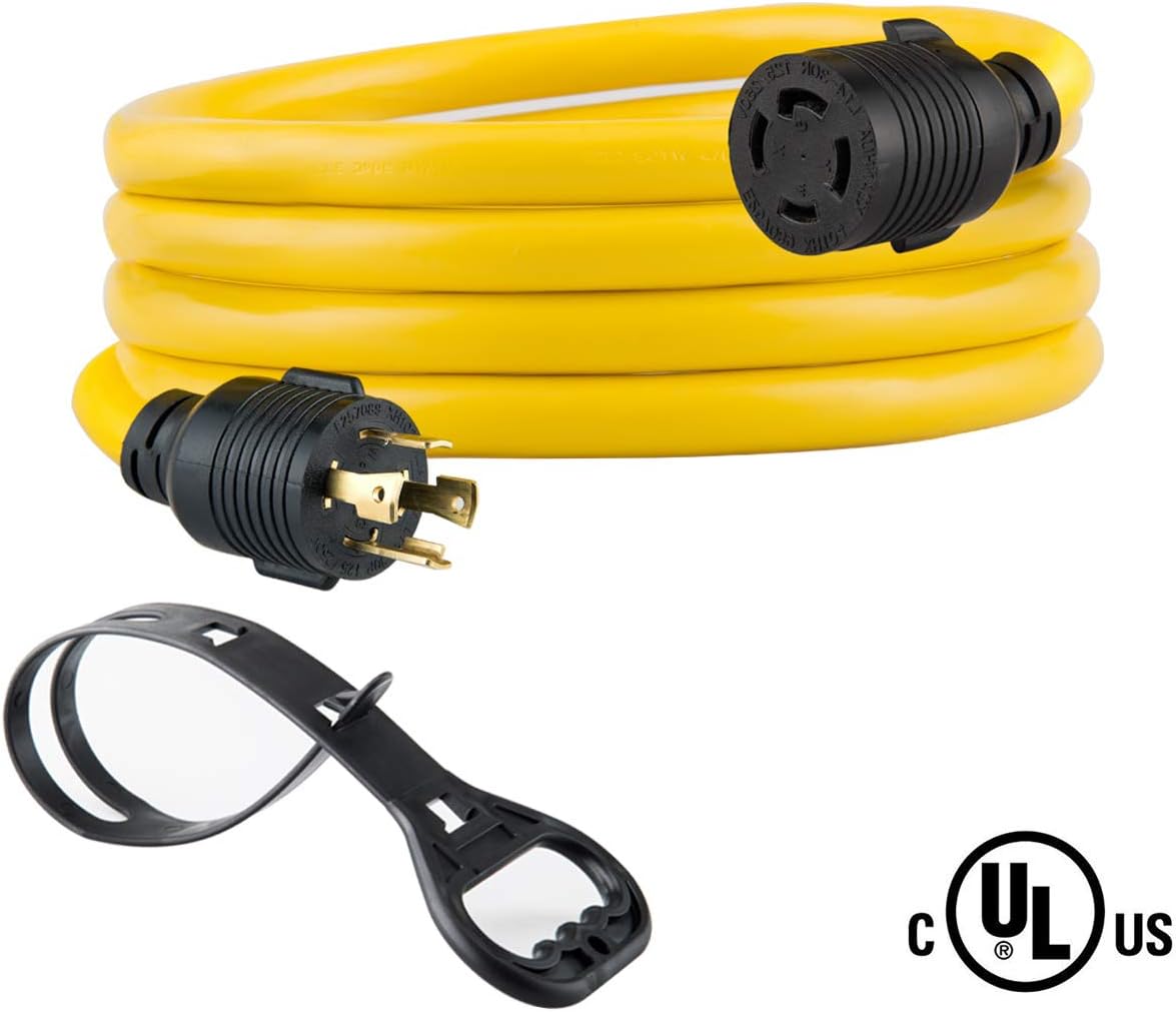 Generator Extension Cord 20Ft 10/4 Power Cable 30 Amp Adapter Plug