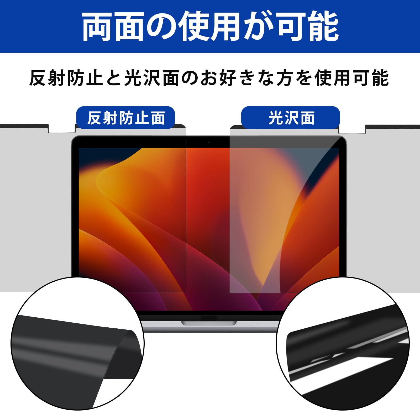 MacBook Pro 14インチ (2024/2023/2021年モデル)用 マグネット式 プライバシーフィルター のぞき見防止 フィルム 反射防止 ブルーライトカット 傷防止 両面使用