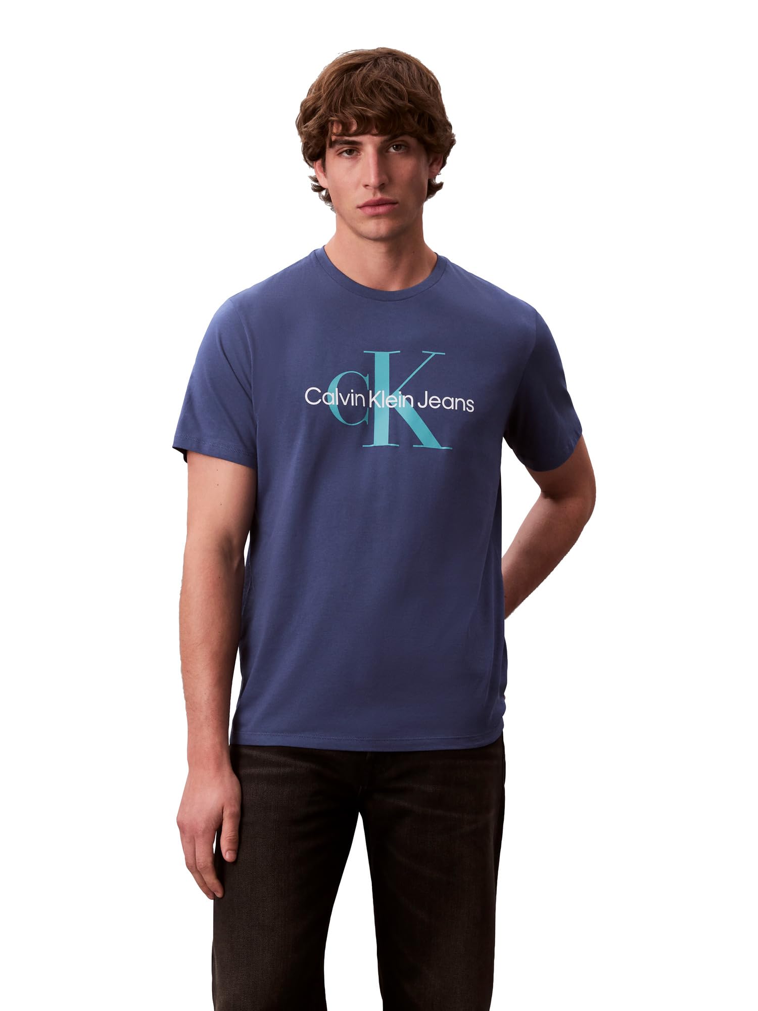 Calvin Klein Men's Monogram Logo Crewneck T-Shirt Image Calvin Klein Men's Monogram Logo Crewneck T-Shirt Image