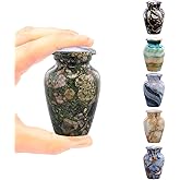 Small Keepsake Cremation Urns for Human Ashes - Marble Finish Metal Keepsake Urn - Mini Cremation Urn for Pet Ashes - Handcrafted Memorial Urn - Funeral Urns with Velvet Bag (Emerald Marinace)