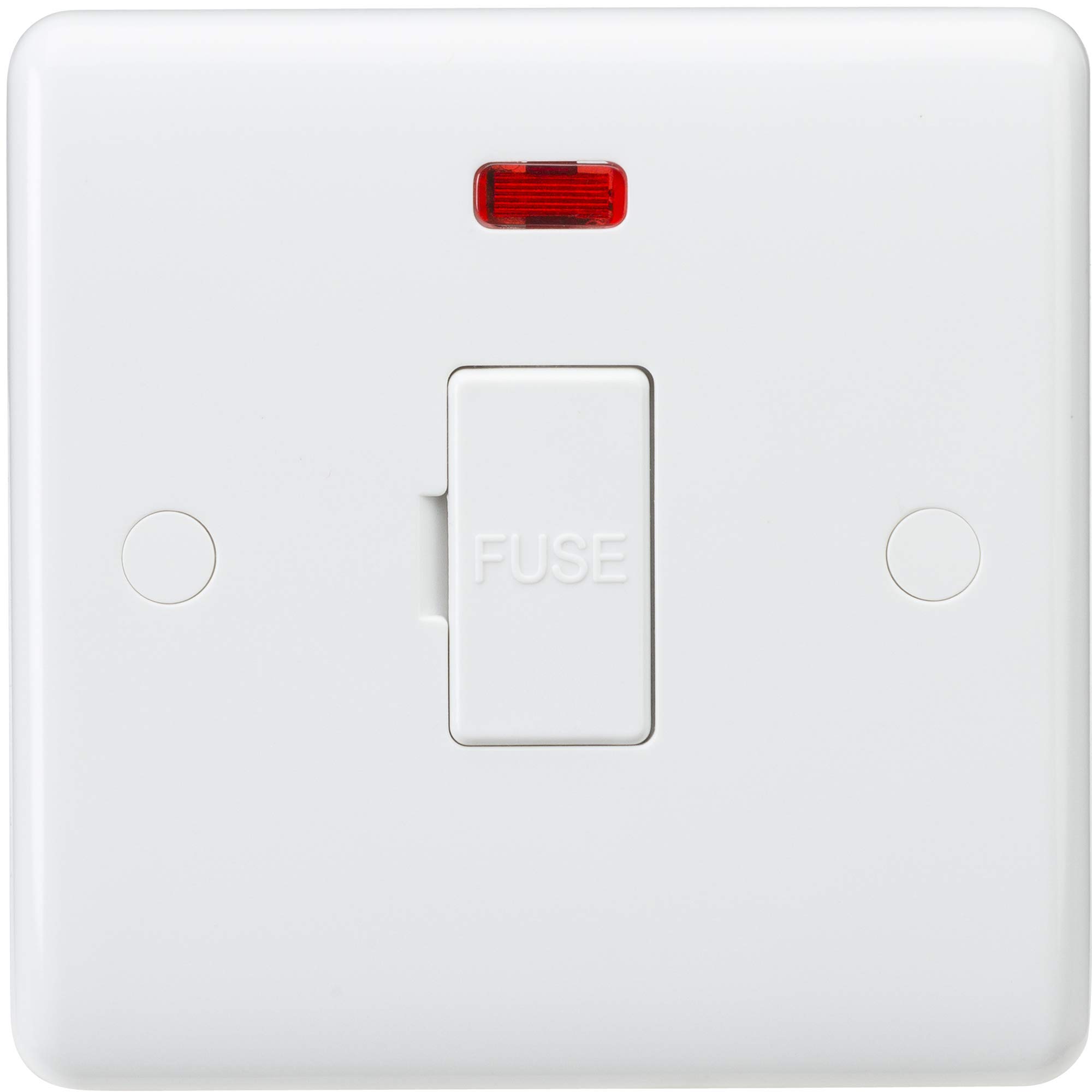 Curved Edge 13A Fused Spur Unit with Neon and Flex Outlet from Base
