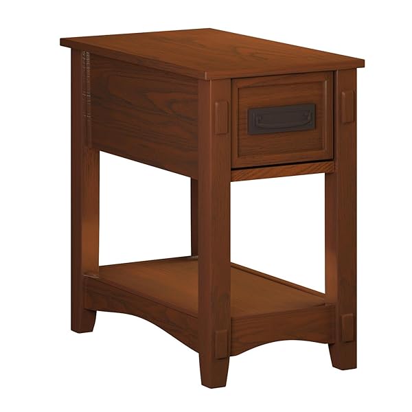 SIGNATURE DESIGN BY ASHLEY BREEGIN NEW TRADITIONAL WOODEN CHAIR SIDE END TABLE WITH 1 DRAWER AND 1 FIXED SHELF, BROWN