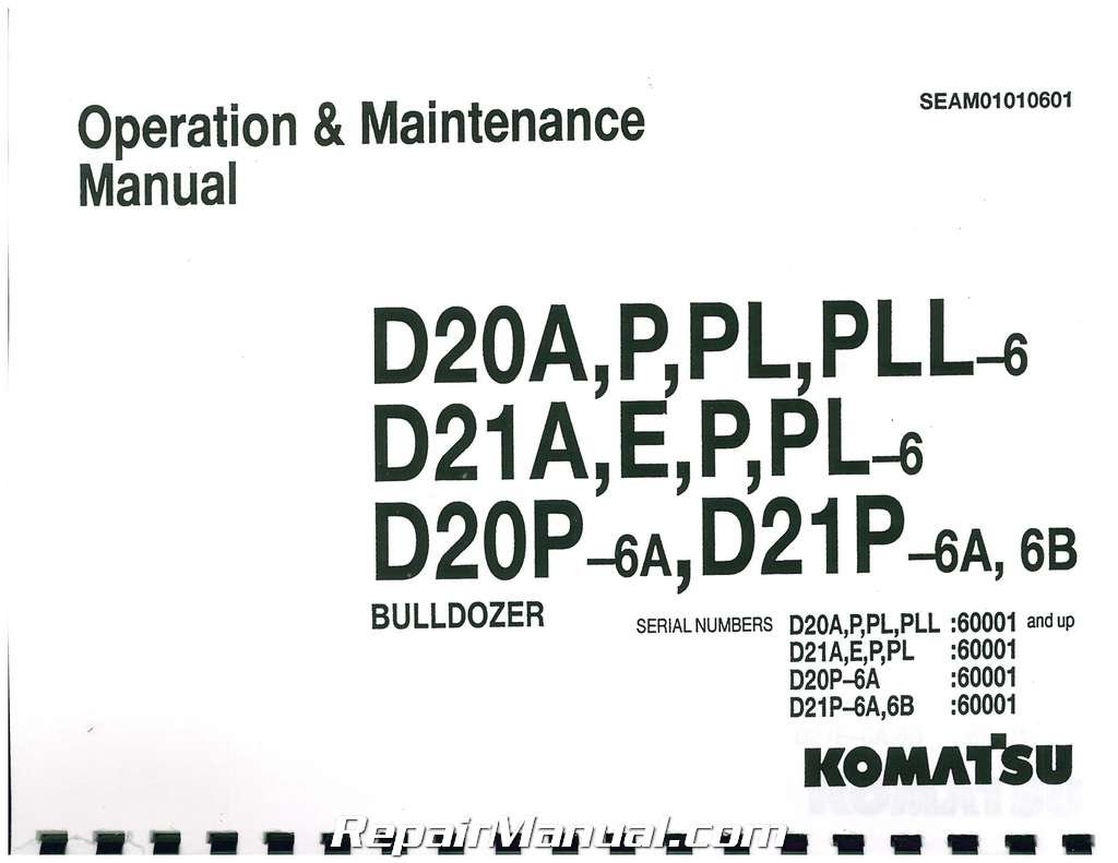 JS-KOM-O-D20A-P-PLUS Komatsu D20A D20P D20PL D21PLL D21A D21E D21P D21PL  Owners Operators Manual Paperback – 2004