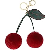 Styquenzer Cherry Bag Charm, Cute Plush Cherry Keychain Purse Pendant Bag Charms for Handbags Women Car Keys Tote Bags Backpack Decoration Christmas Gifts