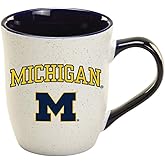 RFSJ Michigan Wolverines Ceramic 16oz Granite Mug – Official Team Logo Coffee Cup with Colored Interior and Handle – Handwash Recommended – Individually Boxed