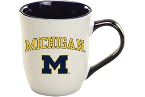 RFSJ Michigan Wolverines Ceramic 16oz Granite Mug – Official Team Logo Coffee Cup with Colored Interior and Handle – Handwash Recommended – Individually Boxed