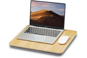 ZEAPTAC Portable Lap Laptop Desk with Pillow Cushion, Fits up to 15.6 inch Laptop, Lap Stand for Bed & Couch & Carpet, Book Tablet/Drawing Board/Computer Laptop Stand - Light Brown Wood