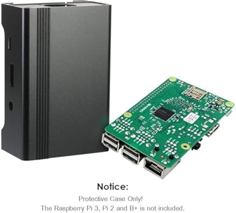 TEVISE Caso de aleación de Aluminio de protección Shell Vivienda Carcasa de la Caja de Frambuesa Pi 3, 2 y Pi + B con Ventilador de refrigeración DIY Módulo (Color : Black)