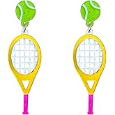 Anmpab Tennis Racket Stud Earrings for Women Cute Tennis Sport Lover Drop Dangle Earrings Statement Jewelry