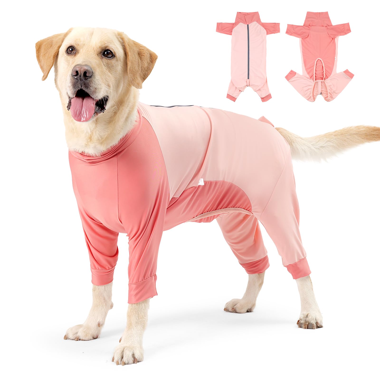 Etdane Dog Surgery Recovery Suit Dog Onesie for Female Male Dogs Medical Pet Shirt Anti Licking Adjustable Prevent Shedding Hair Patchwork Pink/XXL