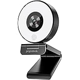 papalook 2K Webcam with Light and Privacy Cover, PA552 Full HD Streaming Web Camera with Dual Microphones, Plug and Play USB Computer Webcam for PC Laptop Desktop, Mac Zoom Skype Teams