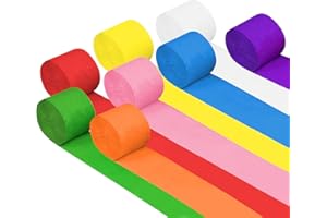 JIUZI 8 Rolls Crepe Paper Streamers, 656ft Party Streamers for Birthday Decorations, 1.8 Inch Wide x 82ft/Roll Rainbow Paper Streamers for Wedding Decoration & Classroom Decor