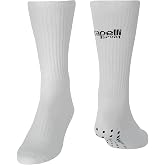 Capelli Sport Crew Socks with Grips, Athletic Non Slip Pair for Men and Women, White, Large